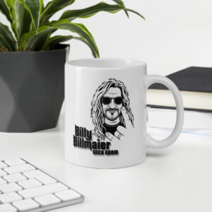 Billy Billmaier Rock Radio – Weiße, glänzende Tasse mit QR Code