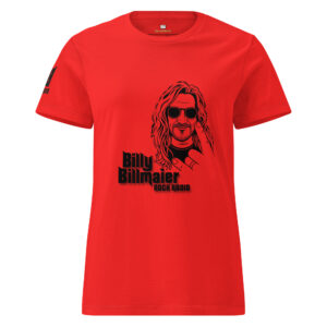 Billy Billmaier Rock Radio + QR Code und Logo am Ärmel – Basic Softstyle T-Shirt für Damen